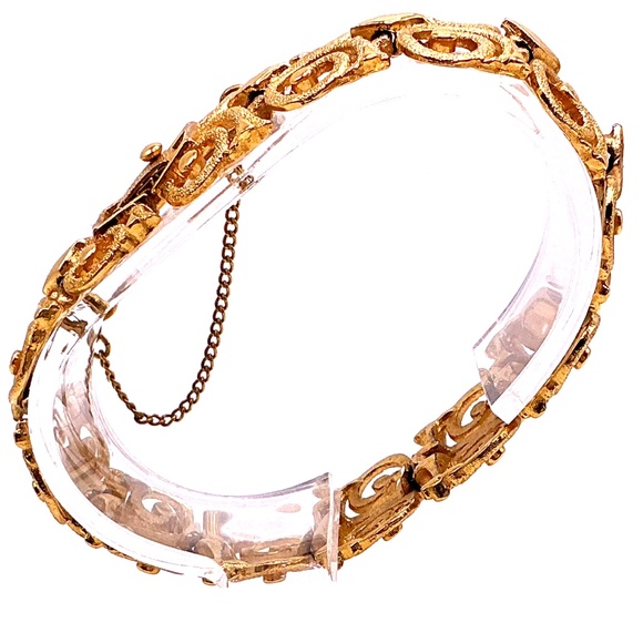 Vintage MONET Gold Tone Spiral Link Bracelet 7.5” - Picture 4 of 6